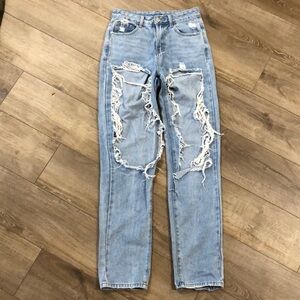 SHEIN Destroy Wash High Rise Jeans